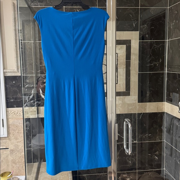 Lauren Ralph Lauren Cobalt Blue Faux-Wrap Midi Dress - Picture 3 of 4